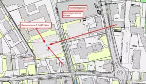 Site plan of the Dienstleistungszentrum Giessen, where the Foundation Supervisory Authority is located including parking facilities for customers.